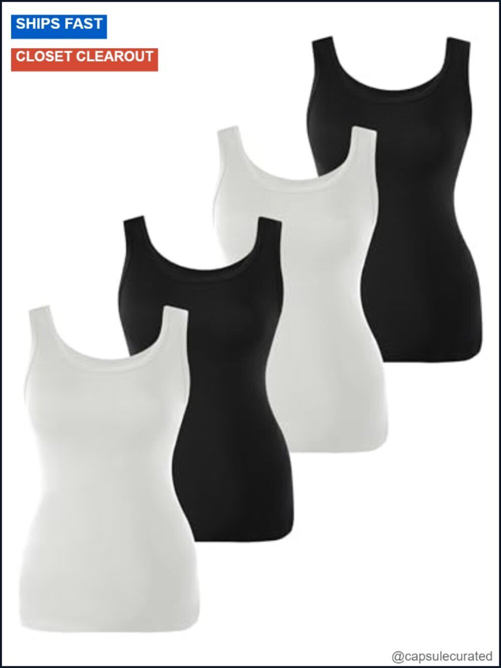 Bamboo Viscose Camisole Tank Top Layering Undershirt 4-Pack Wide Straps
